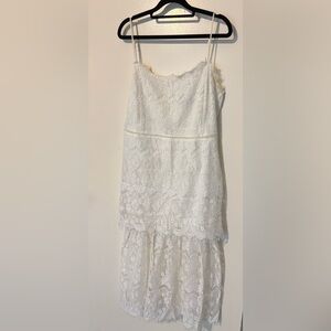 Lulus Lace Overlay White Sundress